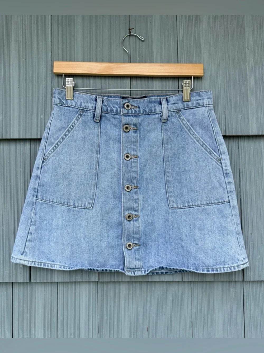lucky brand denim utility skirt with pockets, women's size 8/29, button down - Picture 7 of 16